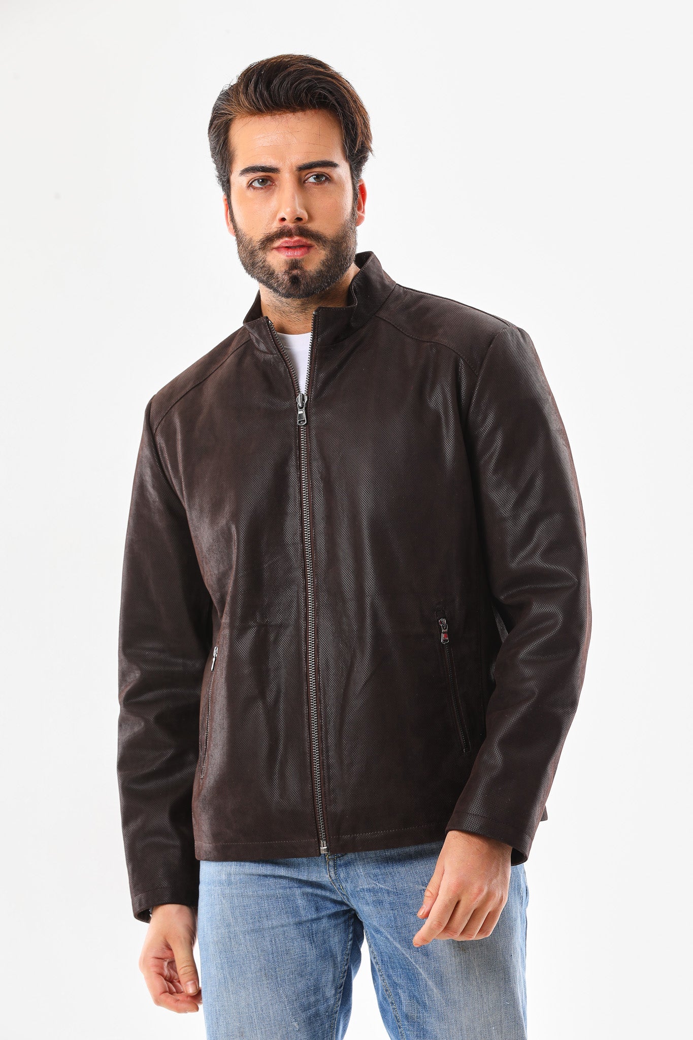 The Modena Matte Espresso Leather Men Jacket