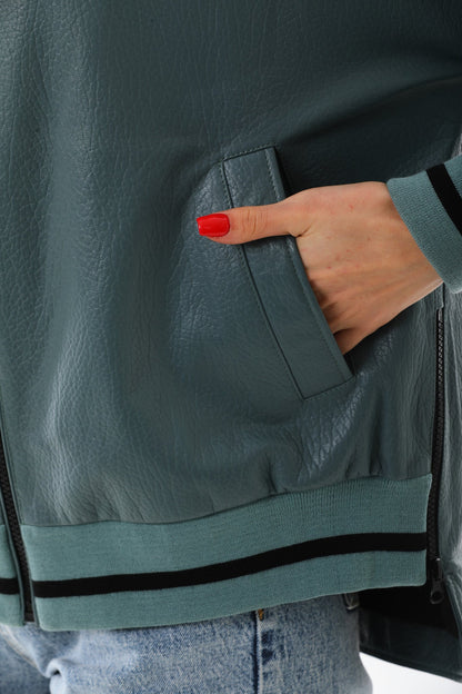 The Polar Green Leather Women Jacket