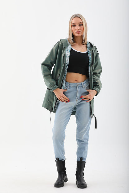 The Sage Olive Green Leather Women Jacket