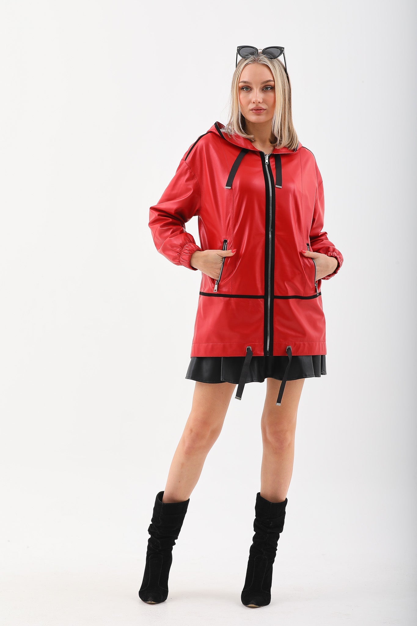 The Vega Red Reversible Leather Women Jacket