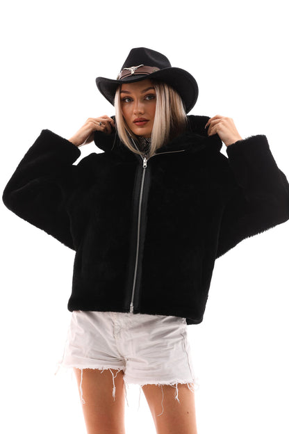 The Noxara Reversible Black Women Leather Jacket