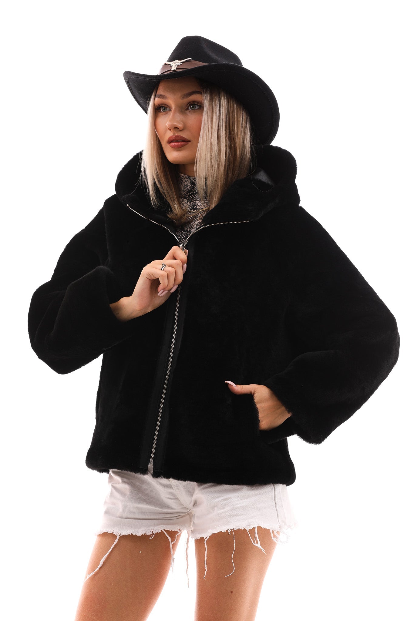 The Noxara Reversible Black Women Leather Jacket