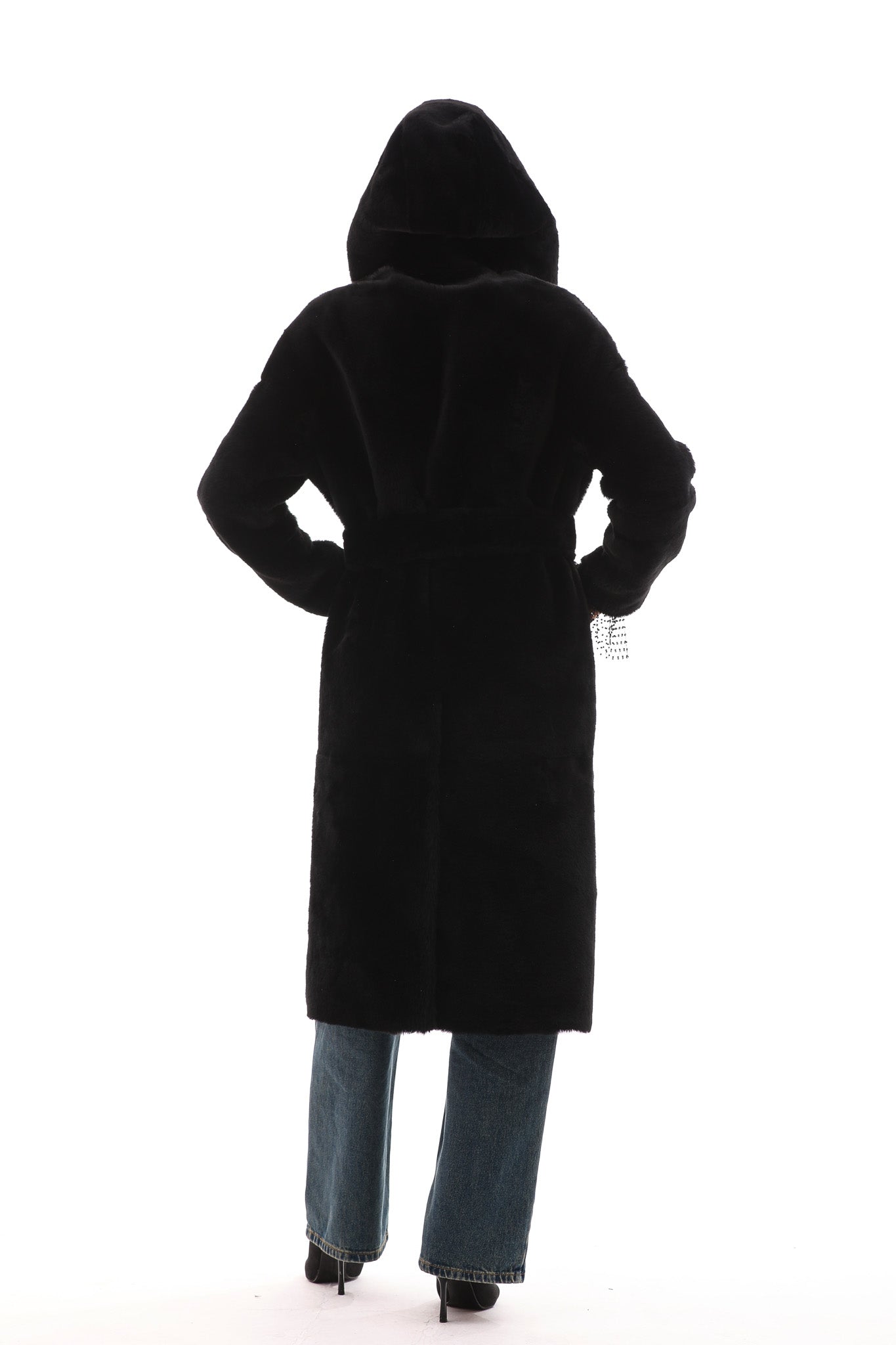 The Virella Reversible Hooded Shearling Leather Coat