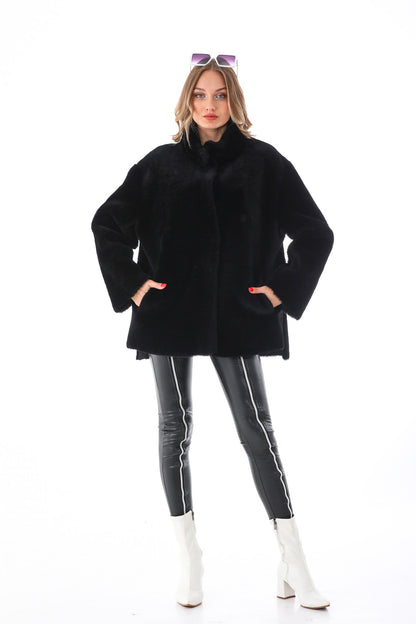 Vinci Leather Shoes The Luxera Reversible Black Shearling Women Leather Jacket