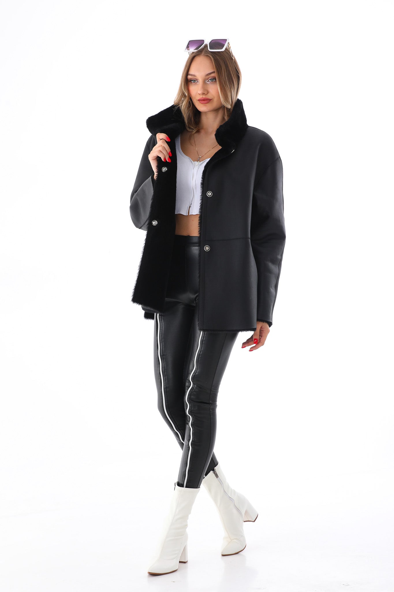 Vinci Leather Shoes The Luxera Reversible Black Shearling Women Leather Jacket