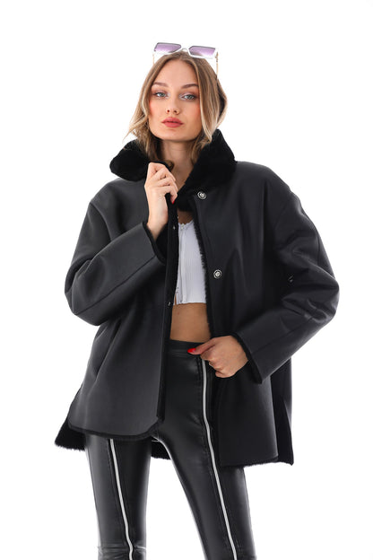 Vinci Leather Shoes The Luxera Reversible Black Shearling Women Leather Jacket