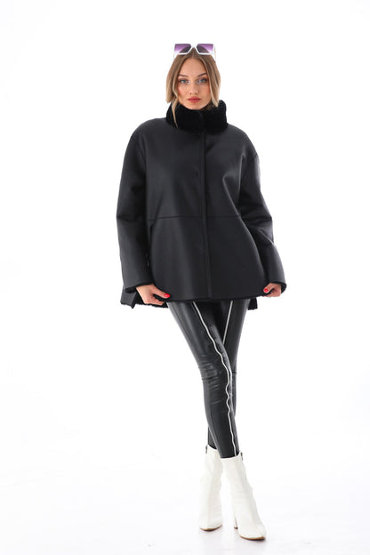 Vinci Leather Shoes The Luxera Reversible Black Shearling Women Leather Jacket