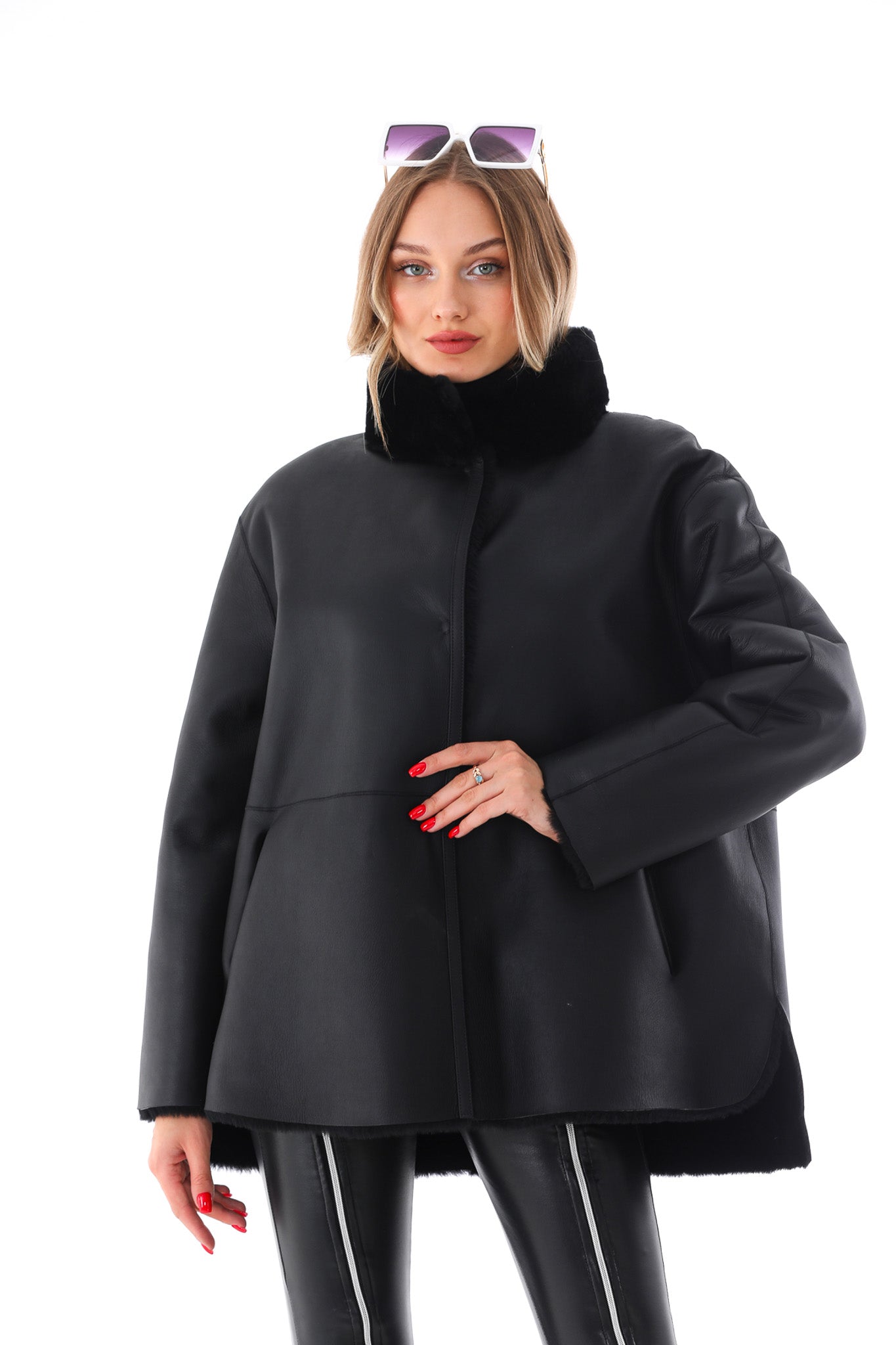 Vinci Leather Shoes The Luxera Reversible Black Shearling Women Leather Jacket