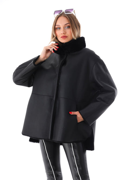 Vinci Leather Shoes The Luxera Reversible Black Shearling Women Leather Jacket