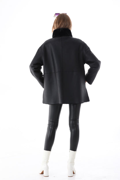 Vinci Leather Shoes The Luxera Reversible Black Shearling Women Leather Jacket