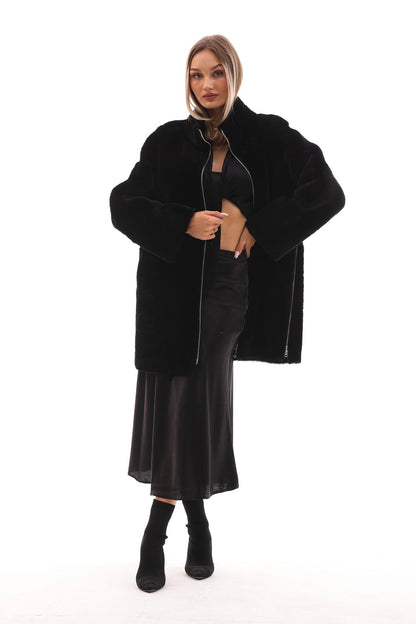 The Nyra Reversible Shearling Women Leather Coat