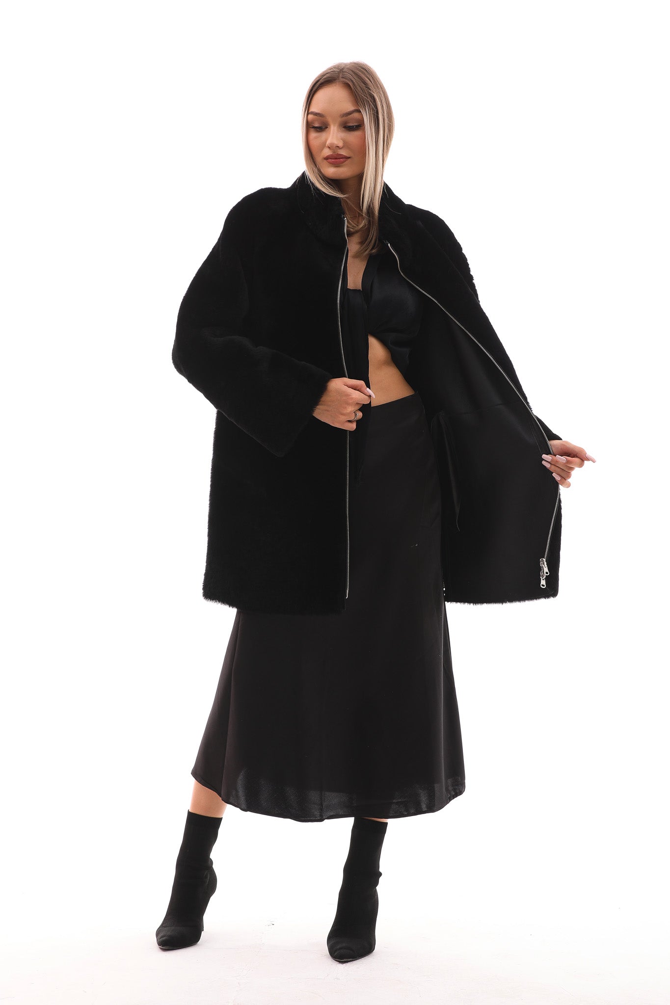 The Nyra Reversible Shearling Women Leather Coat