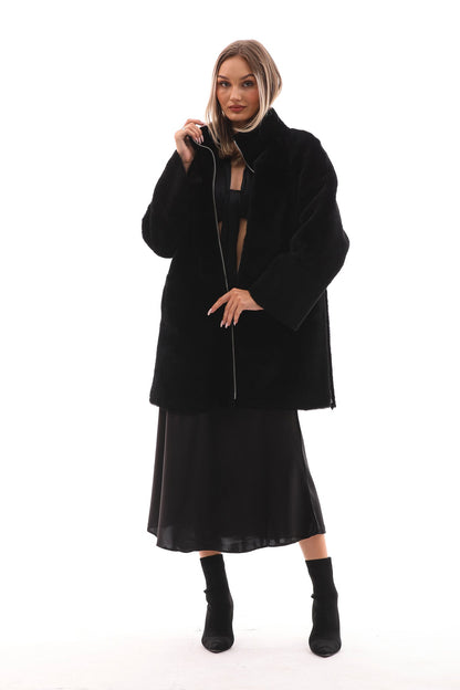 The Nyra Reversible Shearling Women Leather Coat