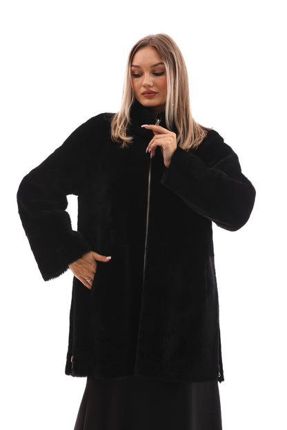 The Nyra Reversible Shearling Women Leather Coat