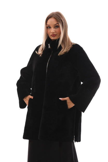 The Nyra Reversible Shearling Women Leather Coat