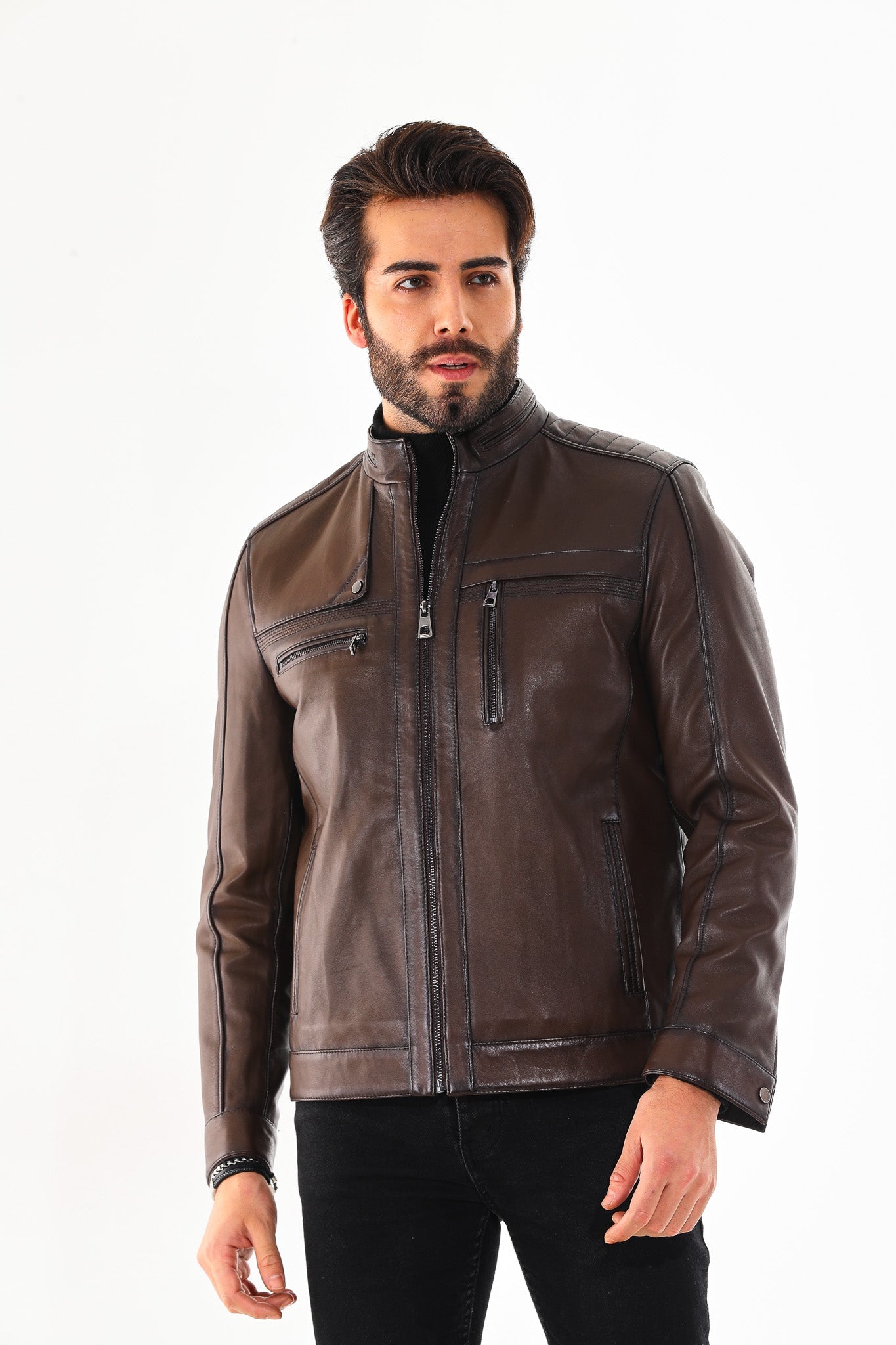 The Rossi Dark Brown Leather Men Jacket