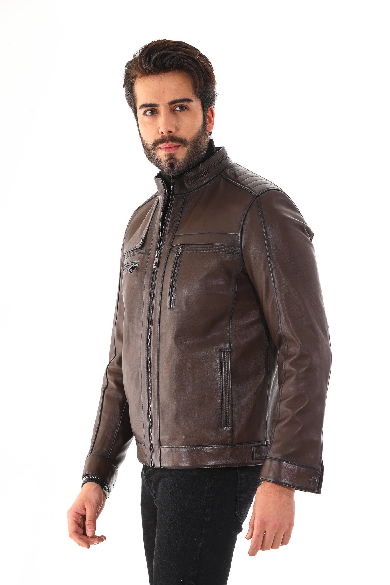 The Rossi Dark Brown Leather Men Jacket