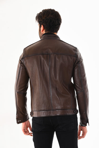 The Rossi Dark Brown Leather Men Jacket