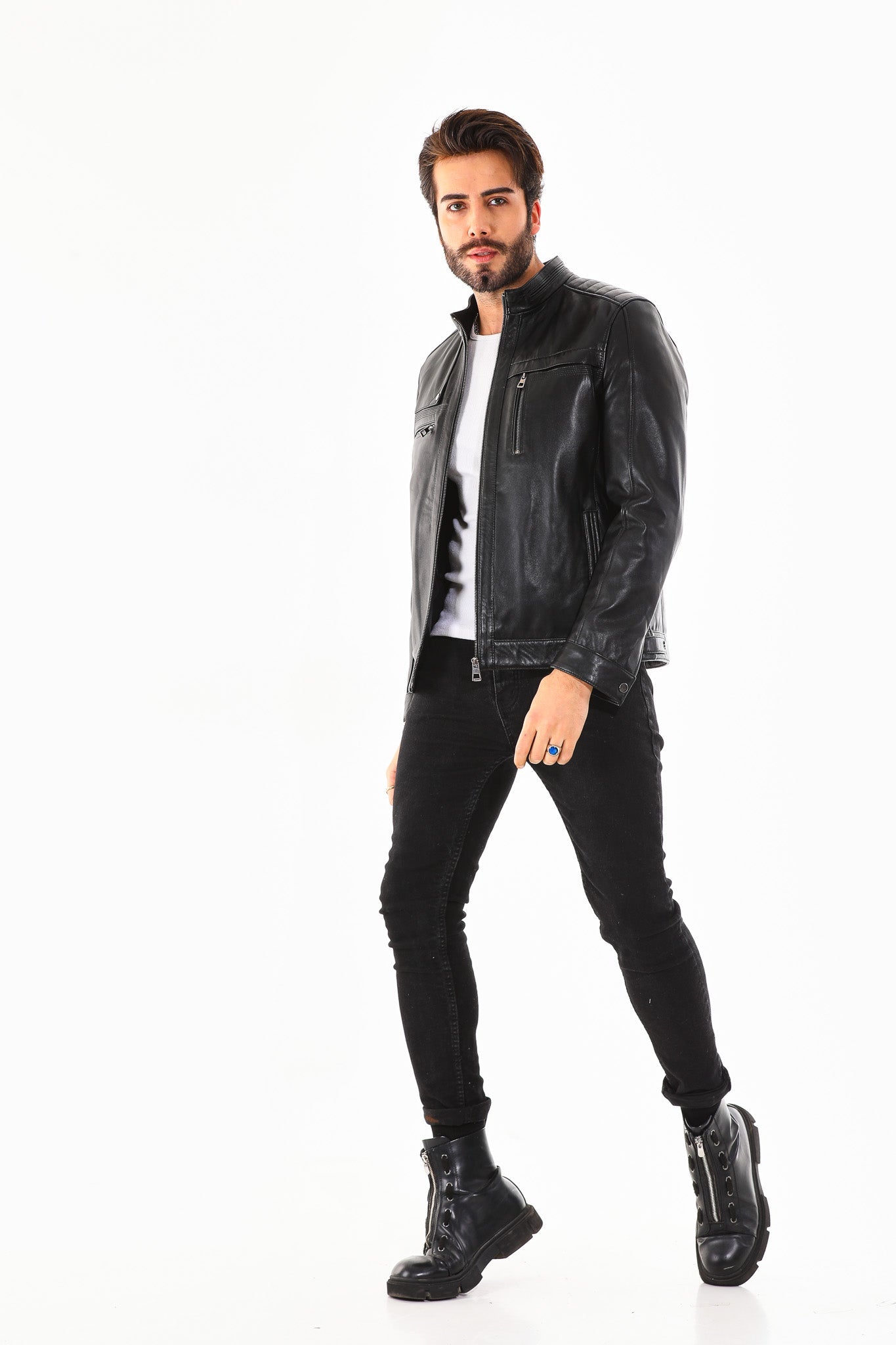 The Rossi Black Leather Men Jacket