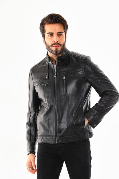 The Rossi Black Leather Men Jacket