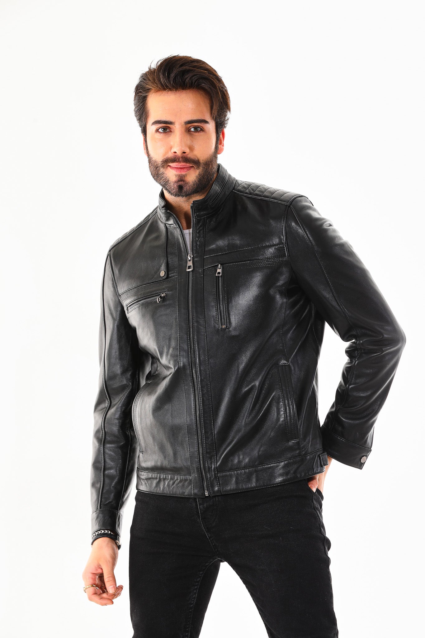 The Rossi Black Leather Men Jacket
