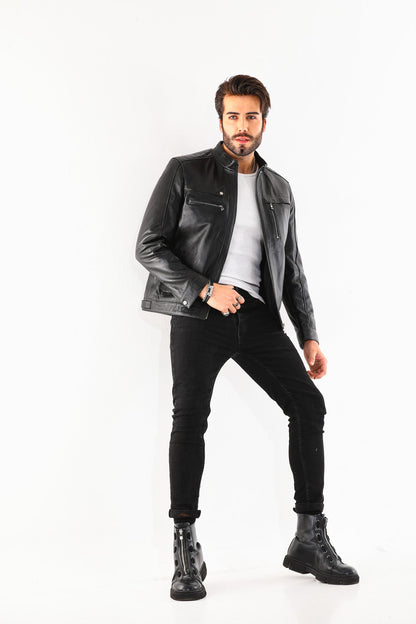 The Rossi Black Leather Men Jacket