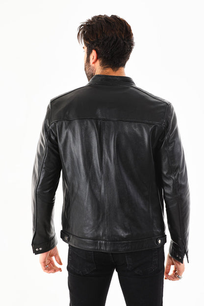 The Rossi Black Leather Men Jacket