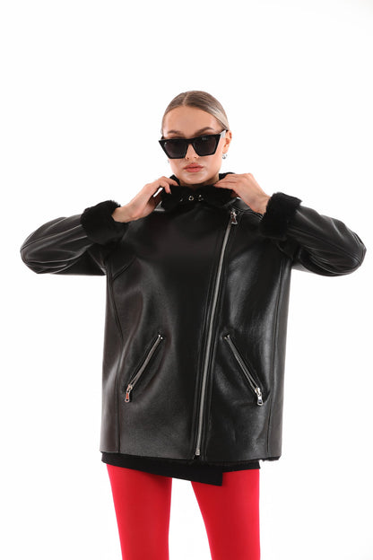 The Prague Black Leather Women Jacket