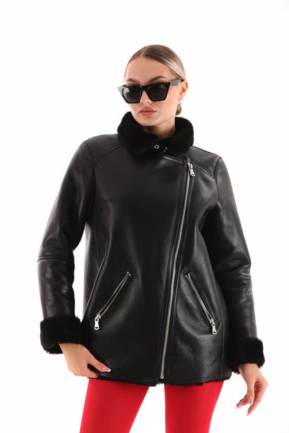 The Prague Black Leather Women Jacket