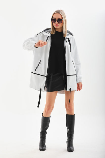 The Vega White Reversible Leather Women Jacket