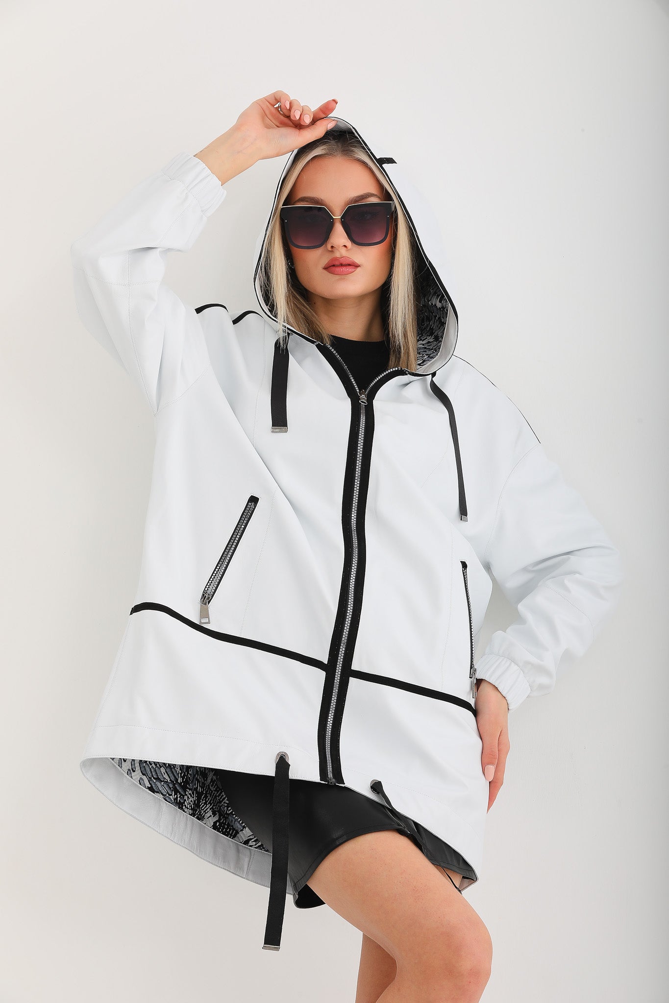 The Vega White Reversible Leather Women Jacket