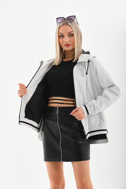 The Polar White Leather Women Leather Jacket