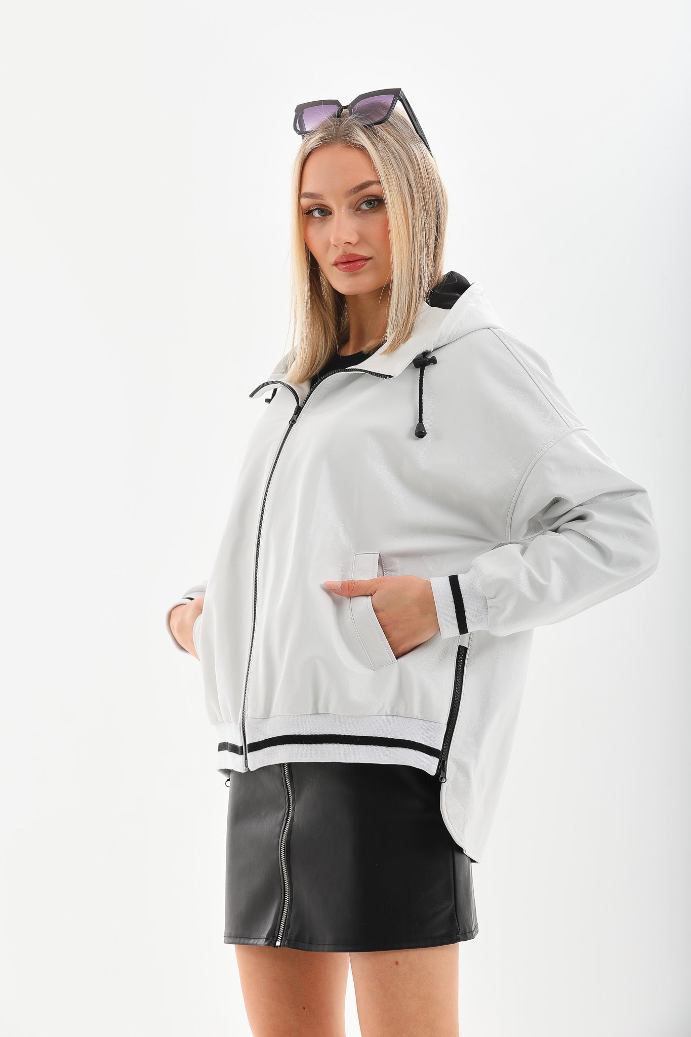 The Polar White Leather Women Leather Jacket