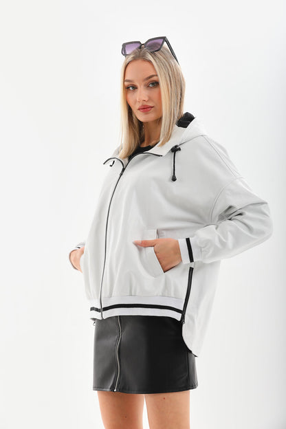 The Polar White Leather Women Leather Jacket