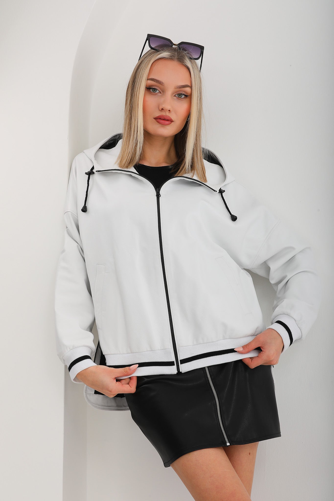 The Polar White Leather Women Leather Jacket