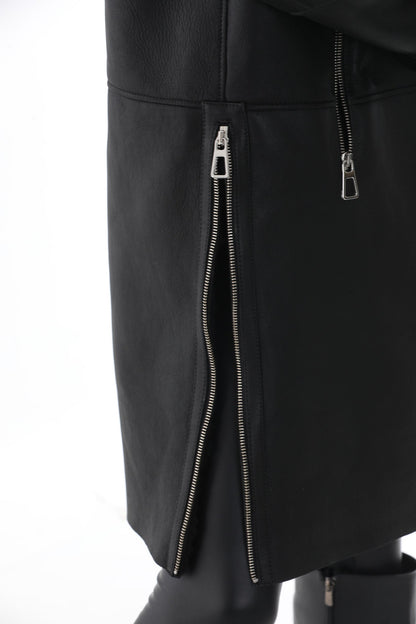 The Onyx Black Shearling & Fox Fur Leather Women Jacket