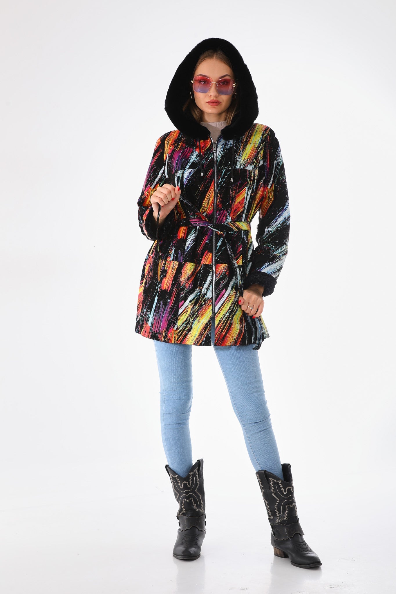 The Prisma Multicolor Leather Women Jacket