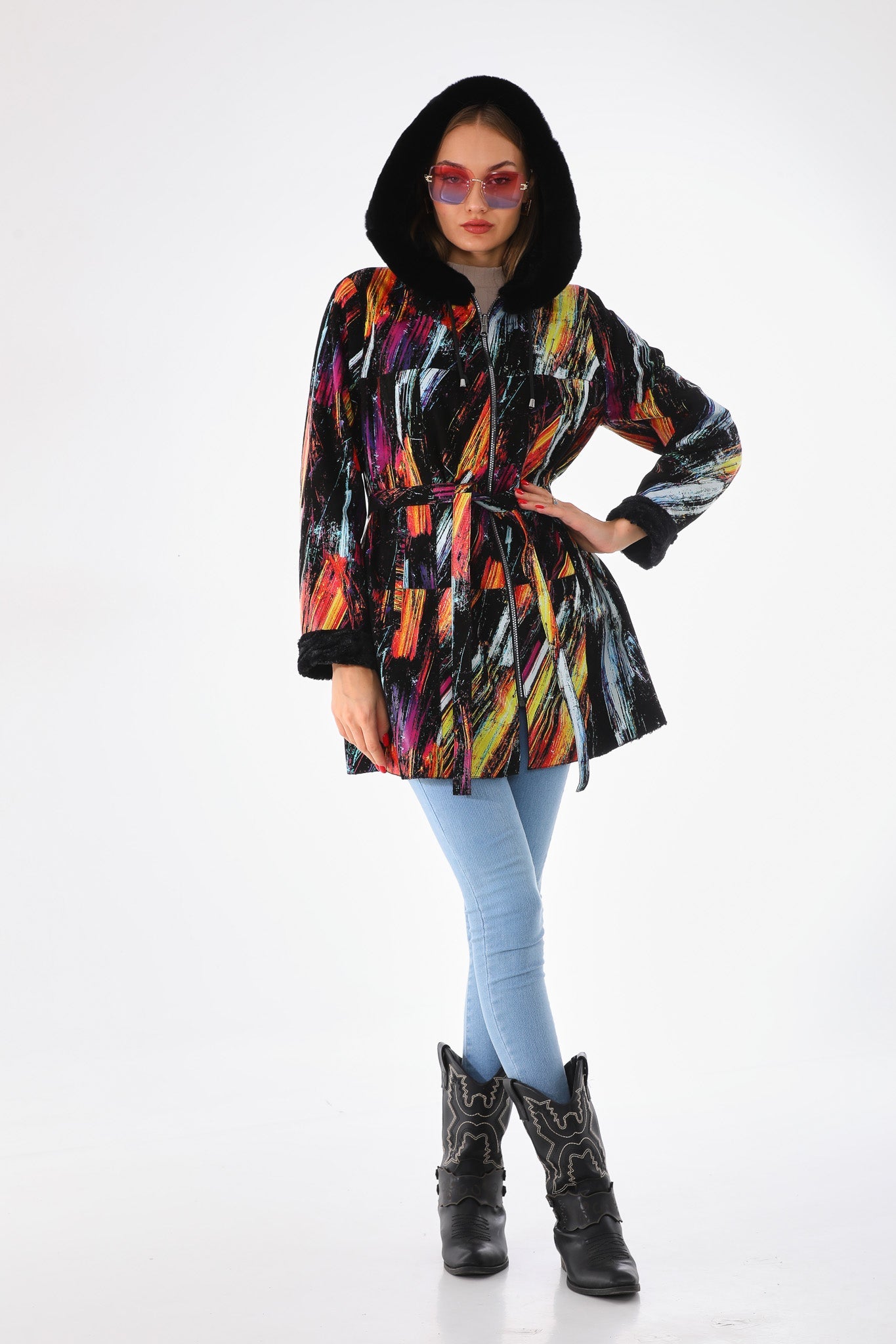 The Prisma Multicolor Leather Women Jacket