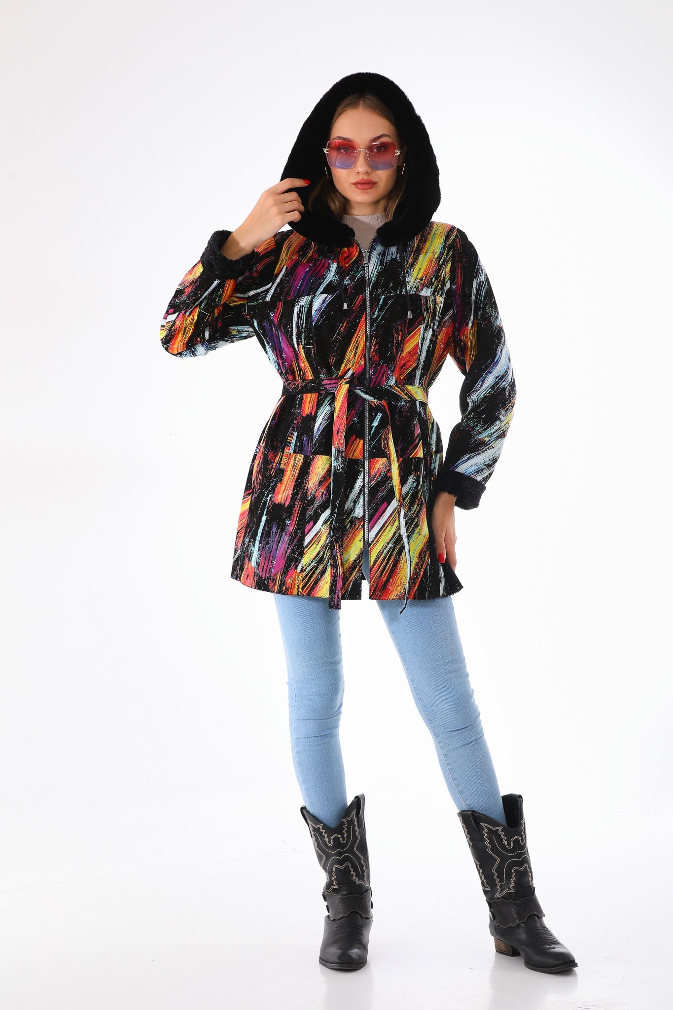 The Prisma Multicolor Leather Women Jacket