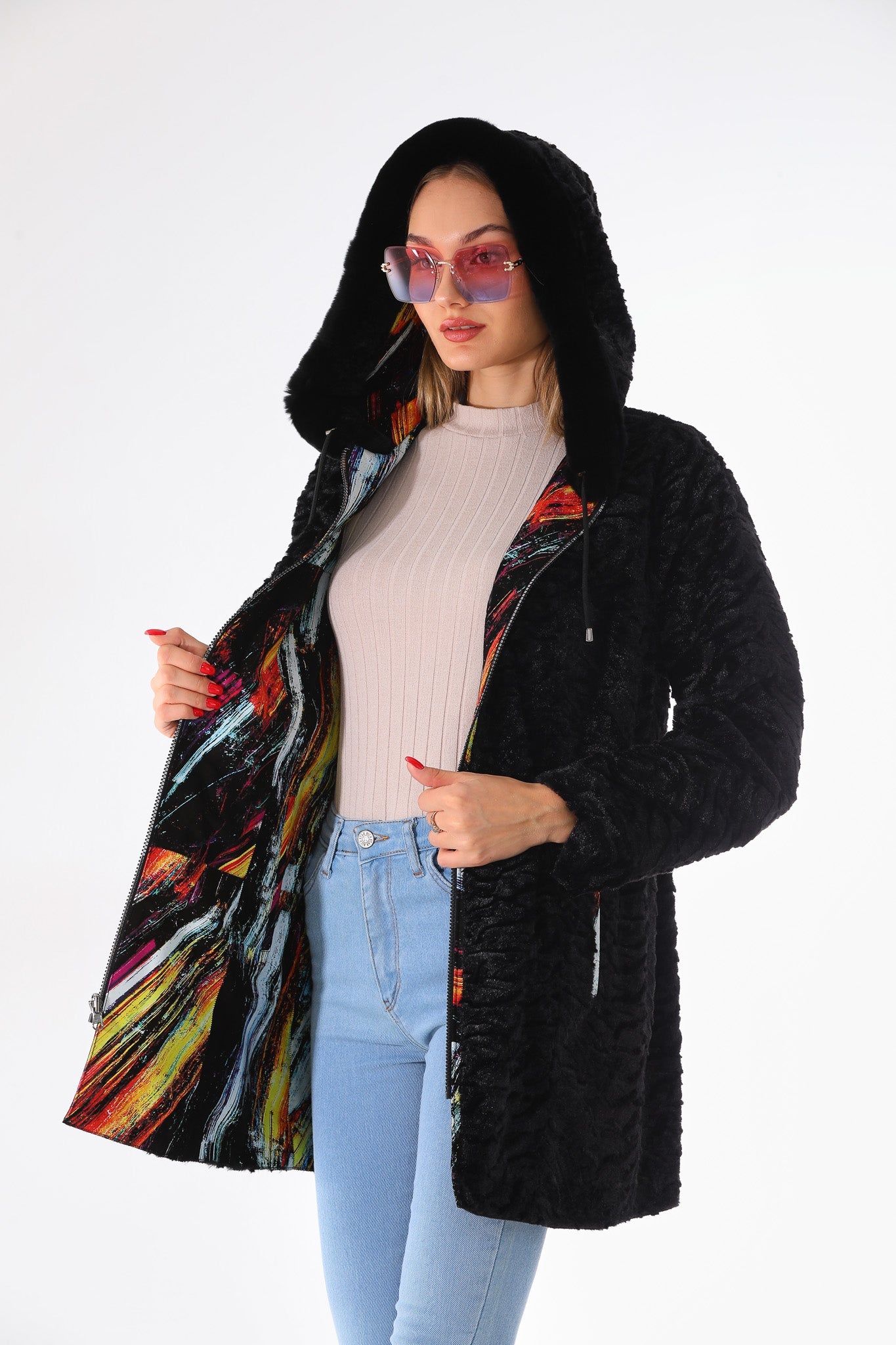 The Prisma Multicolor Leather Women Jacket