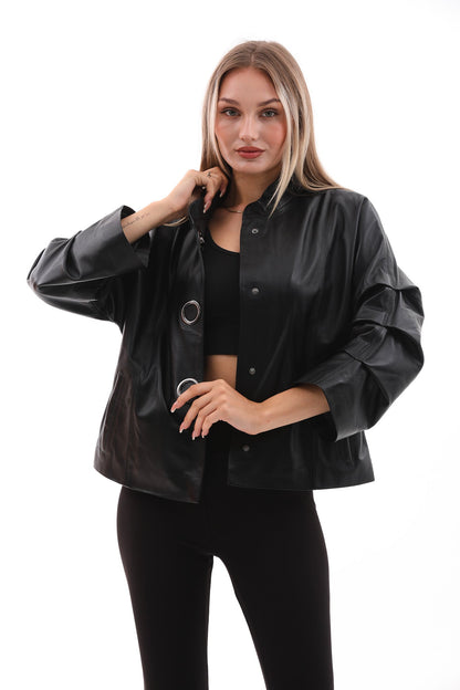The Odessa Black Leather Women Jacket