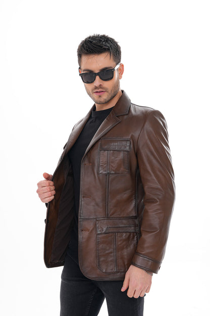 The Ravenna Brown Leather Men Jacket