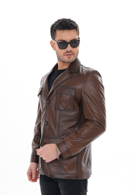 The Ravenna Brown Leather Men Jacket