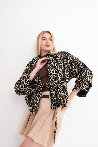 The Odessa Leopard Leather Women Jacket