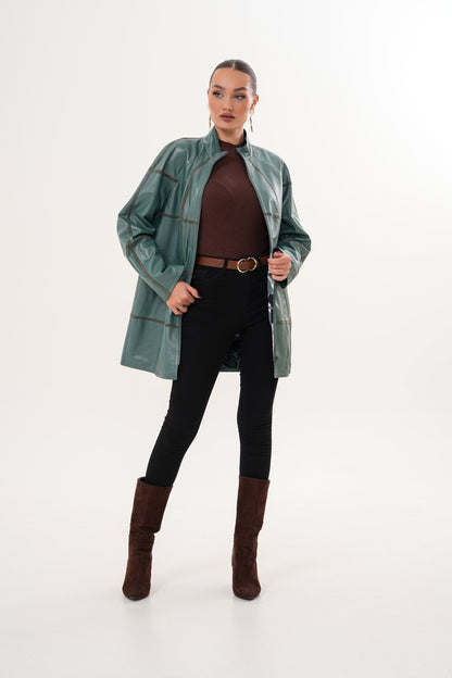 The Prado Reversible Green Leather Women Jacket