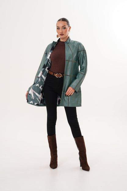 The Prado Reversible Green Leather Women Jacket