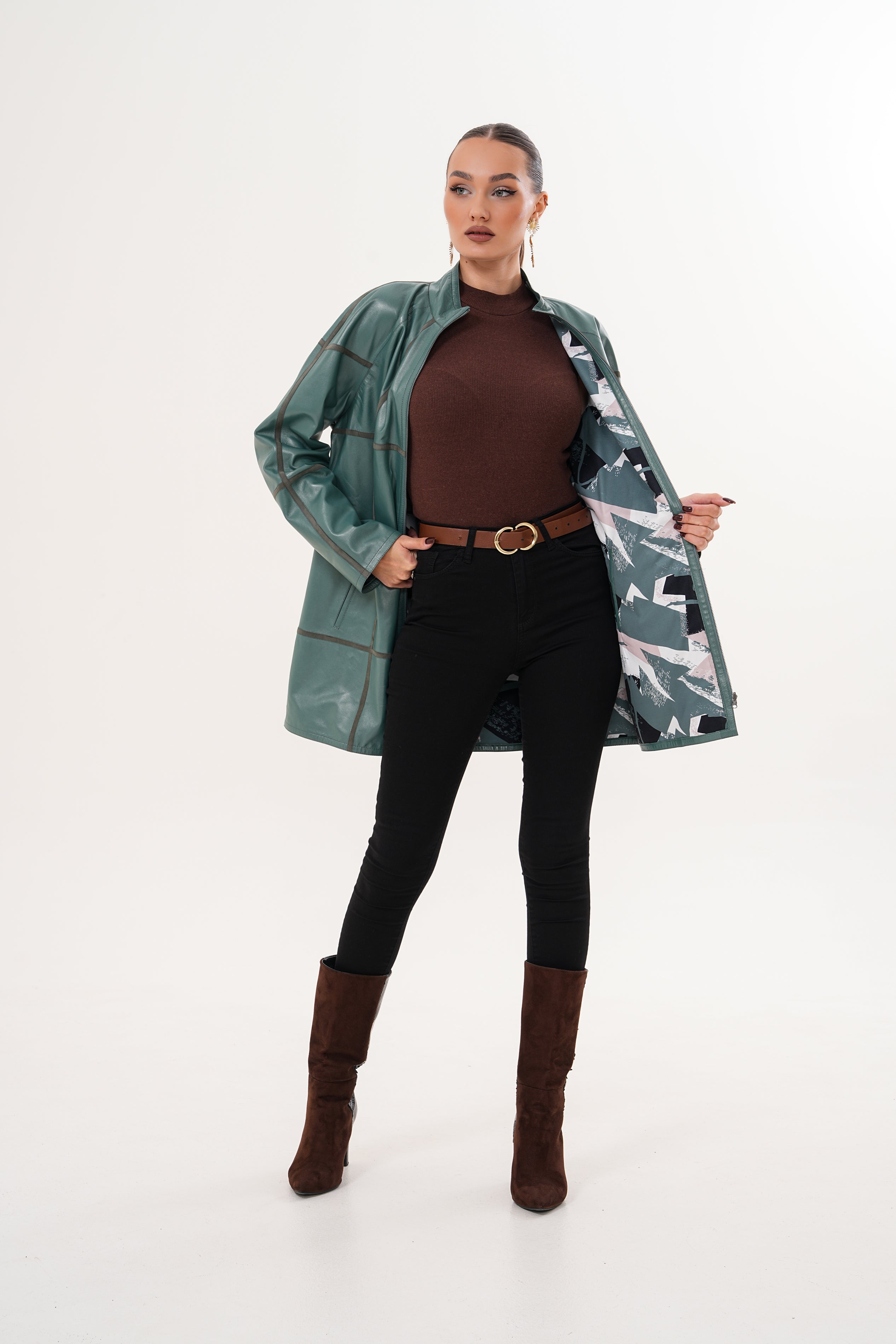 The Prado Reversible Green Leather Women Jacket