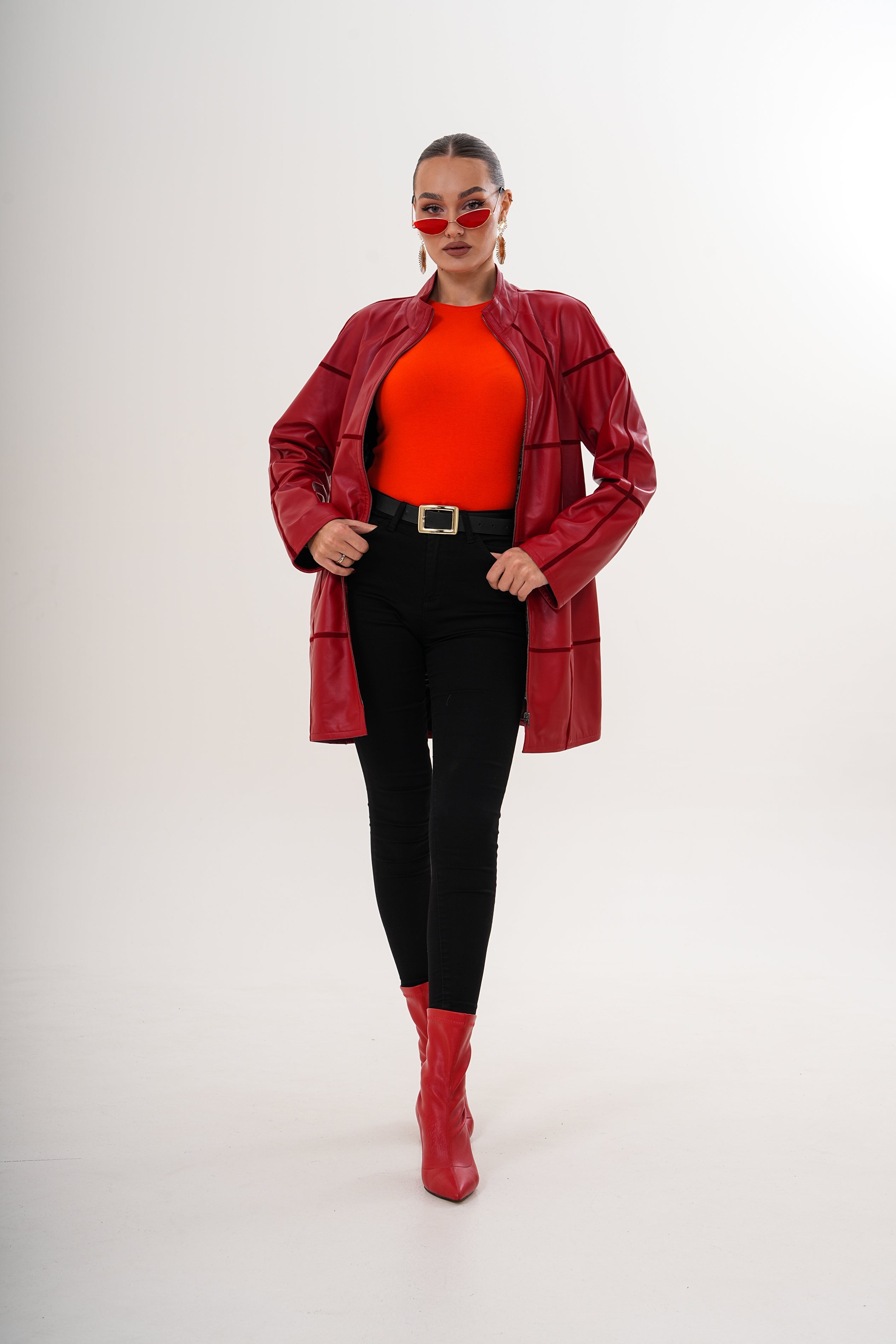 The Prado Reversible Red Leather Women Jacket