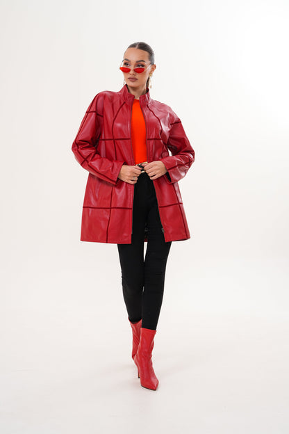 The Prado Reversible Red Leather Women Jacket