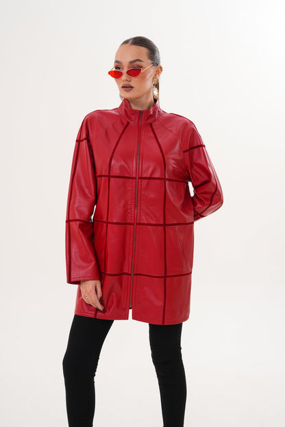 The Prado Reversible Red Leather Women Jacket